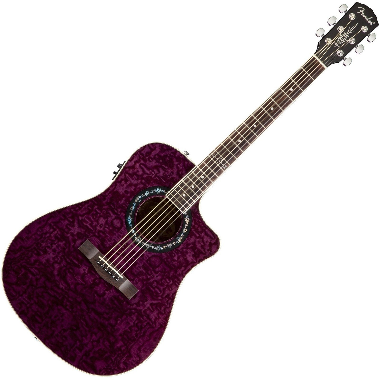 Dreadnought elektro-akoestische gitaar Fender T bucket 300CE Transparent Violet