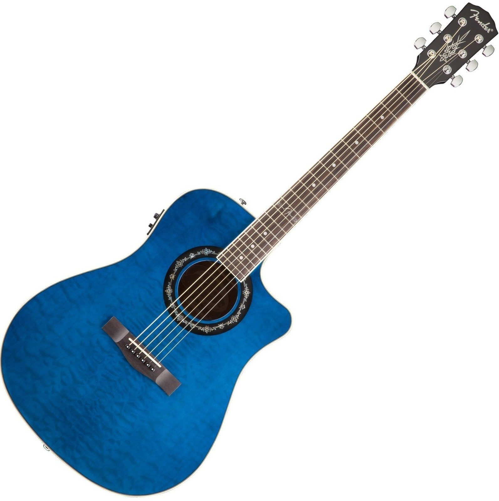 Dreadnought elektro-akoestische gitaar Fender T bucket 300CE Transparent Blue