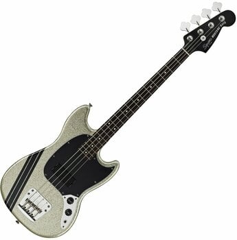 4-string Bassguitar Fender Squier Mikey Way Mustang Bass Large Flake Silver Sparkle - 1
