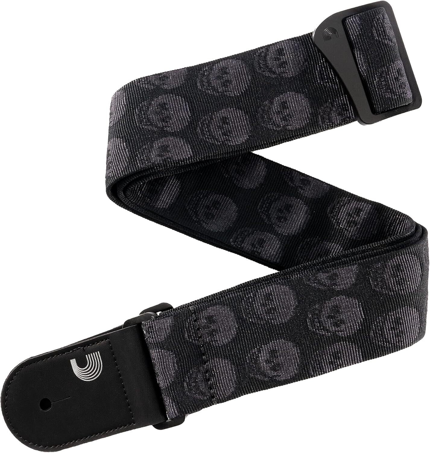 Гітарний ремінь D'Addario 50TB00 Woven Skulls Black Tubular Гітарний ремінь