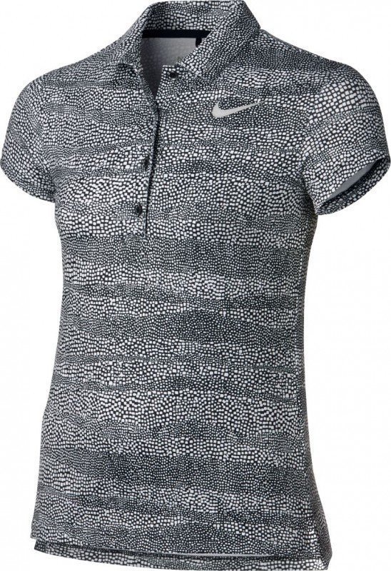 Chemise polo Nike Printed Polo Golf Fille Black/White/Metallic Silver M