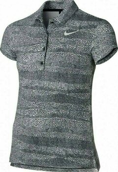 Polo Shirt Nike Printed Girls Polo Shirt Black/White/Metallic Silver M - 1