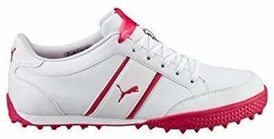 Golfschoenen voor dames Puma Monolite Cat Womens Golf Shoes White/Rose Red UK 6