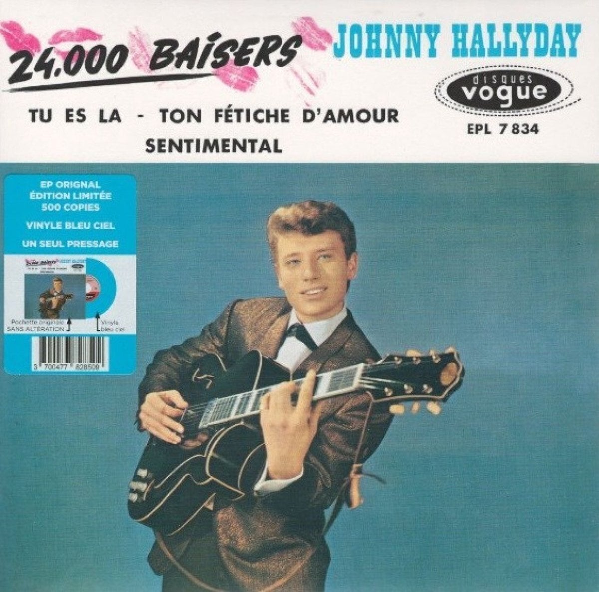 Disque vinyle Johnny Hallyday - 24 000 Baisers-EP N°07 (Limited Edition) (Blue Coloured) (7")