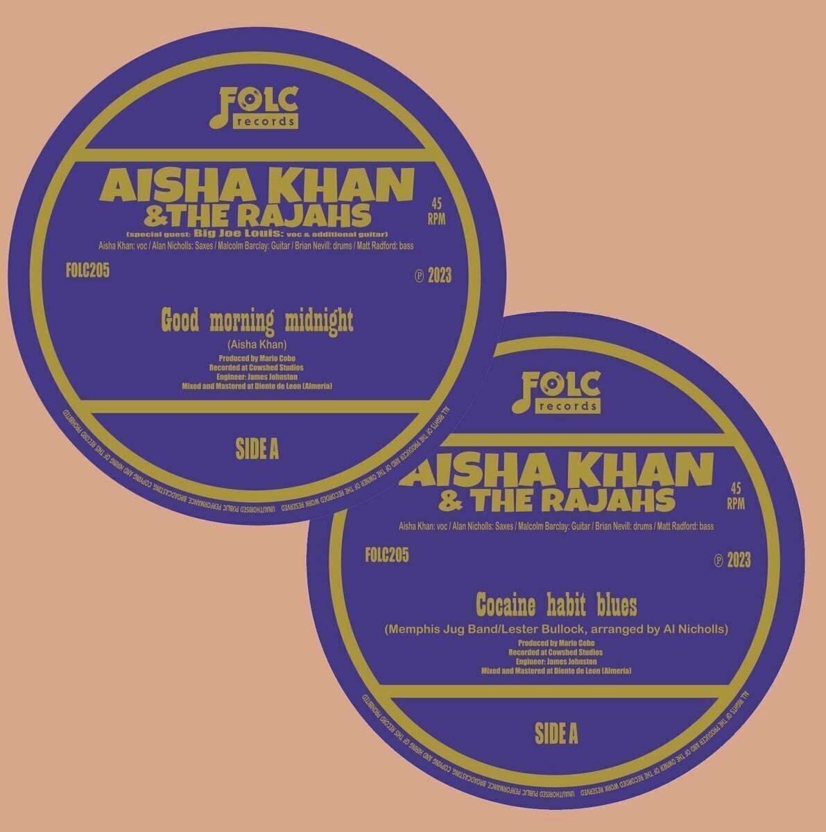 Schallplatte Aisha -& The Rajahs Khan - Good Morning Midnight/Cocaine Habit Blues (LP)