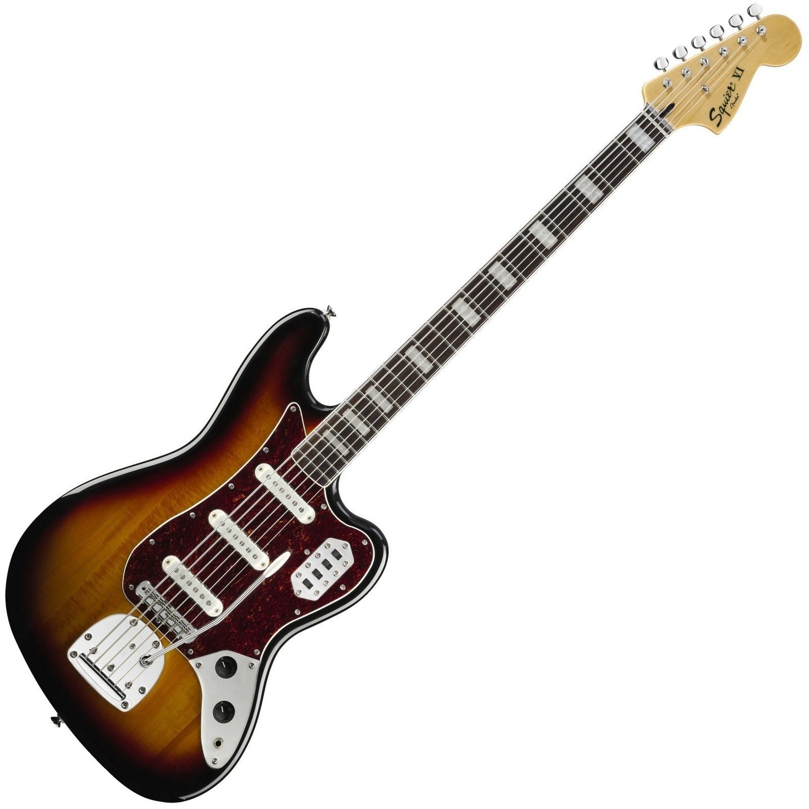 6-saitiger E-Bass, 6-Saiter E-Bass Fender Squier Vintage Modified Bass VI 6 String 3 Color Sunburst