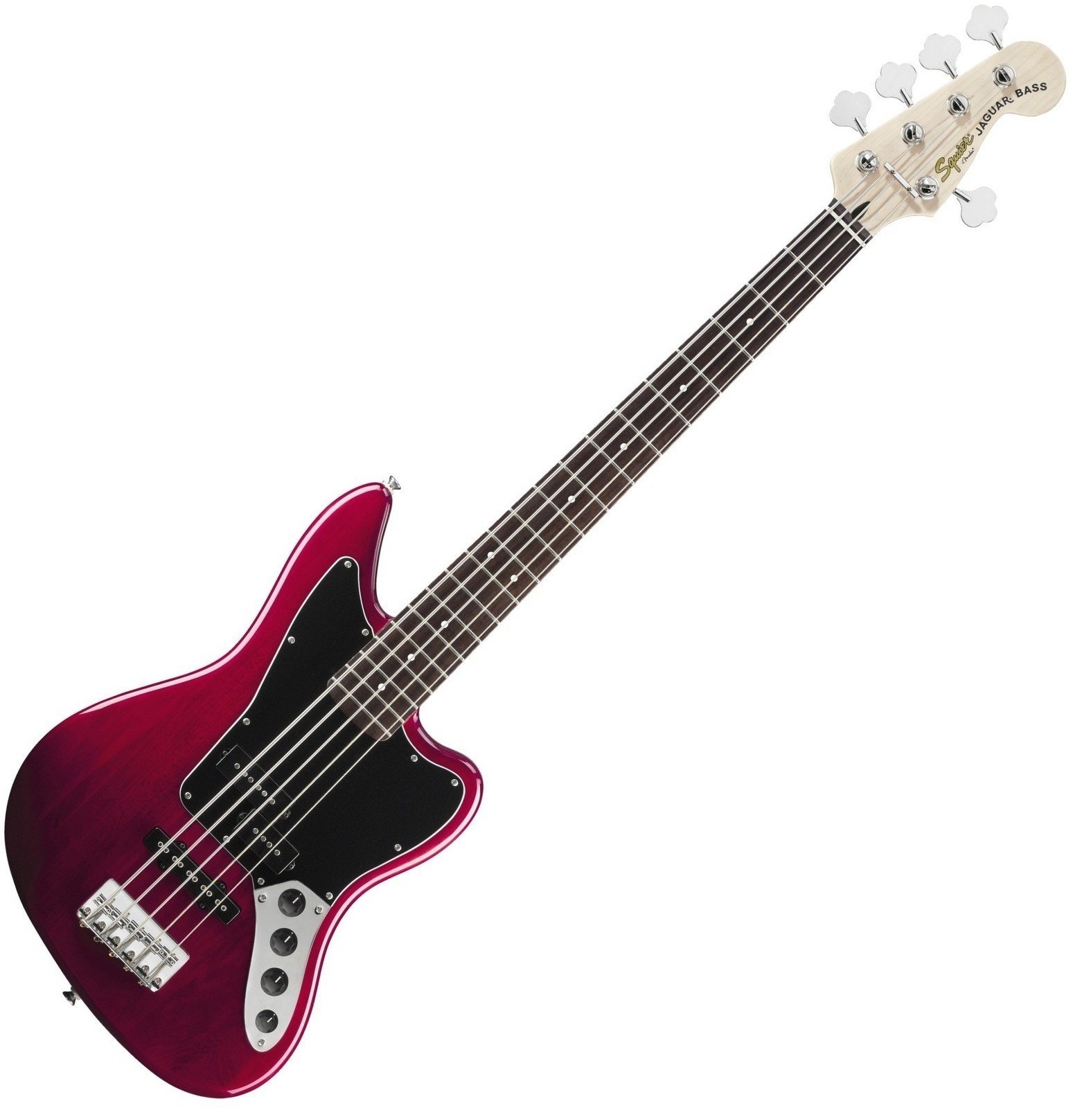5-strängad basgitarr Fender Squier Vintage Modified Jaguar Bass V Special 5 String Crimson Red Transparent