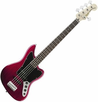 5-saitiger E-Bass, 5-Saiter E-Bass Fender Squier Vintage Modified Jaguar Bass V Special 5 String Crimson Red Transparent - 1