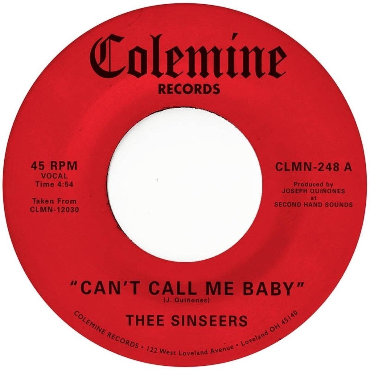 Грамофонна плоча Thee Sinseers - Can't Call Me Baby / Take A Chance (Limited Indie Edition) (7")