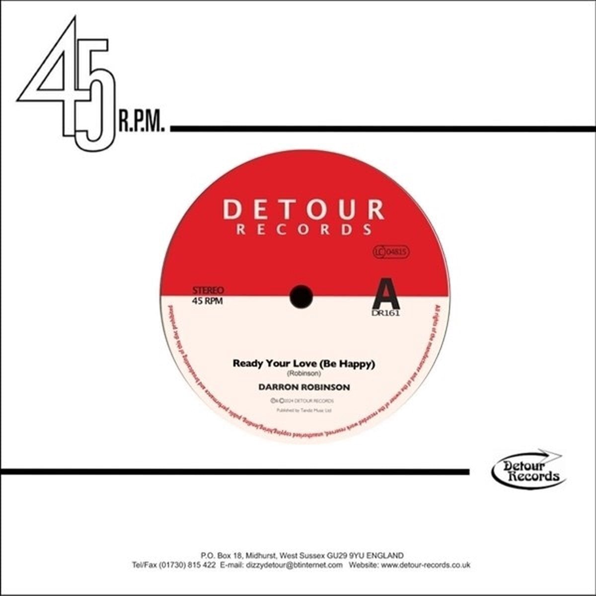 Disc de vinil Darron Robinson - Ready Your Love / I Can't Lose (Be Happy) (LP)