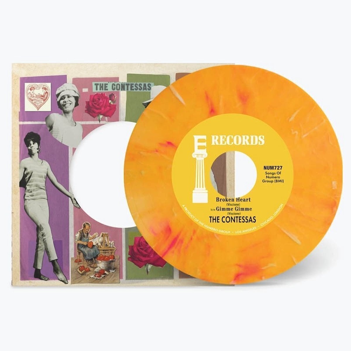 Vinylplade The Contessas - Broken Heart / Gimme Gimme (Peach Marble Coloured) (7")