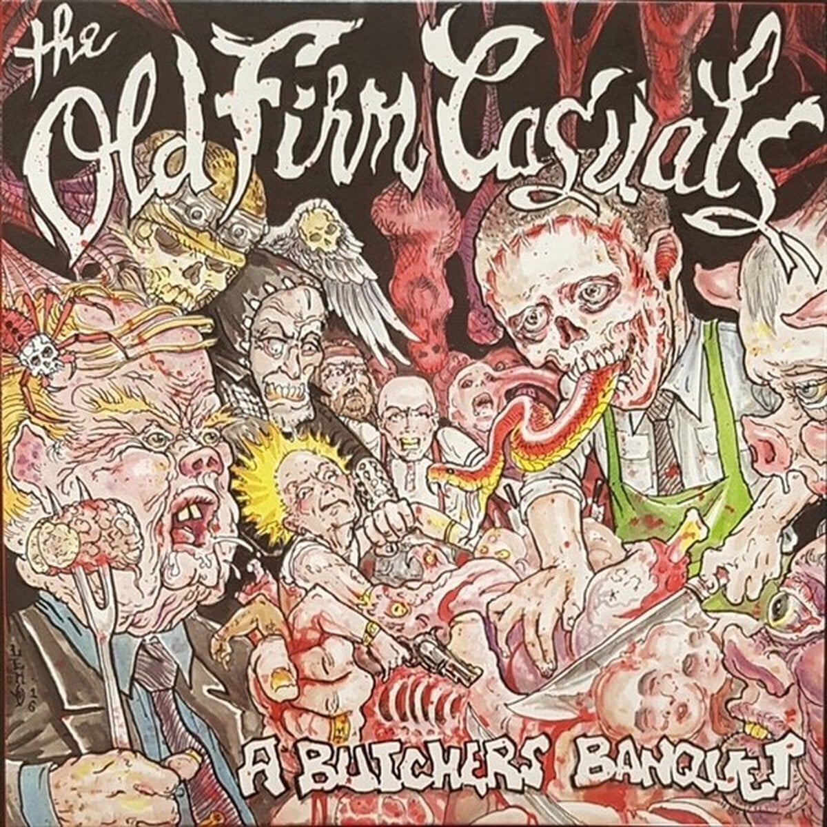 Schallplatte Old Firm Casuals - A Butcher's Banquet (Uvdp) (Limited Edition) (Red with White Splatter Coloured) (LP)