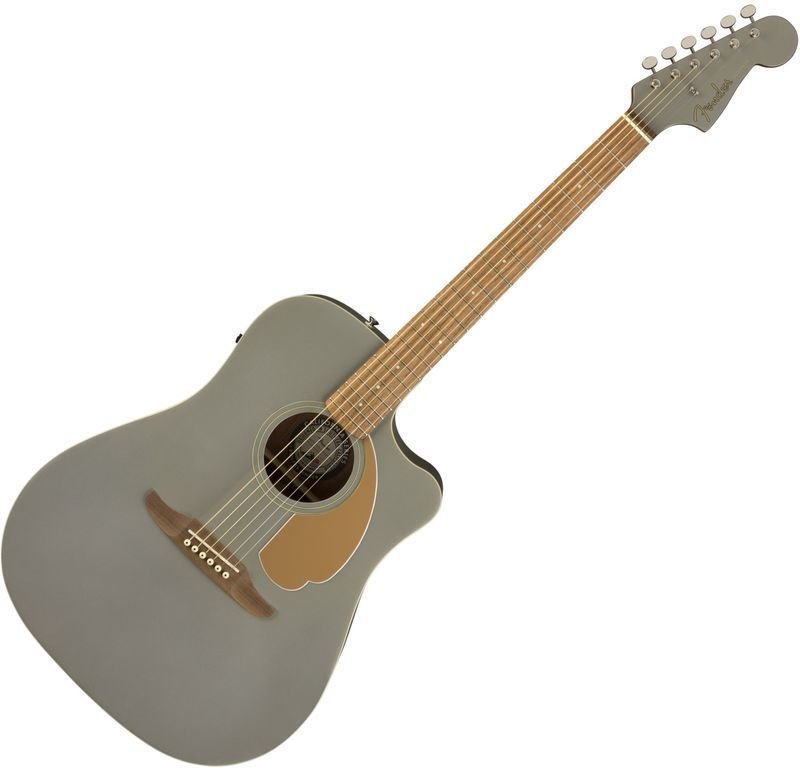 Dreadnought elektro-akoestische gitaar Fender Redondo Player Slate Satin