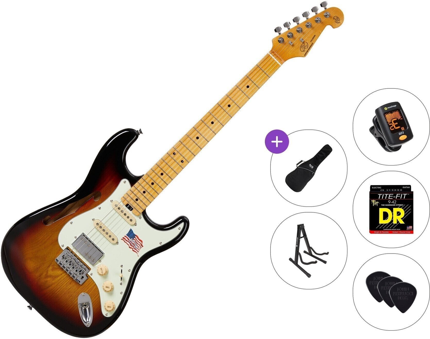Elektrische gitaar SX SEA1PH Standard SET 3-Tone Sunburst Elektrische gitaar