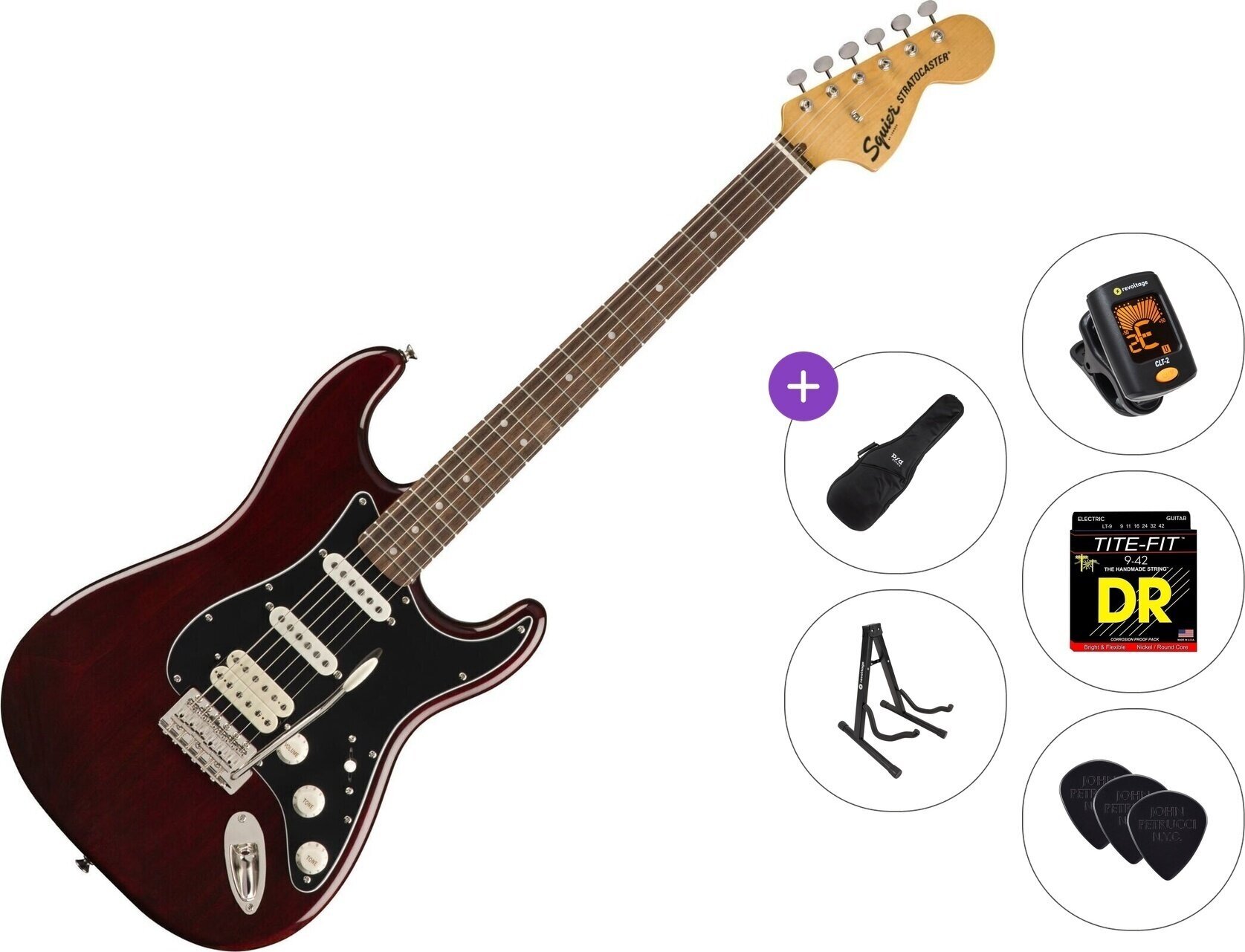 Elektrisk guitar Fender Squier Classic Vibe '70s Stratocaster HSS IL Standard SET Walnut Elektrisk guitar