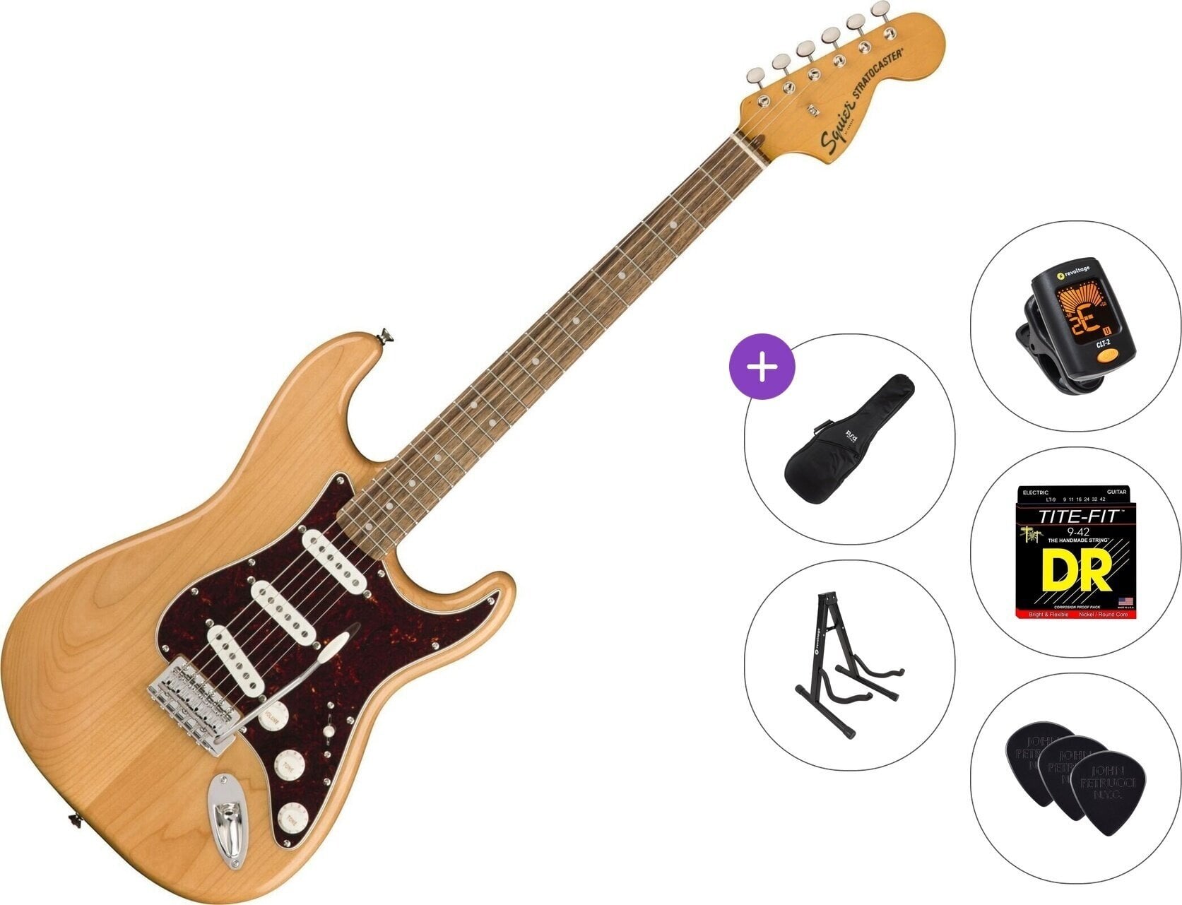 Elektrinė gitara Fender Squier Classic Vibe '70s Stratocaster IL Standard SET Natural Elektrinė gitara