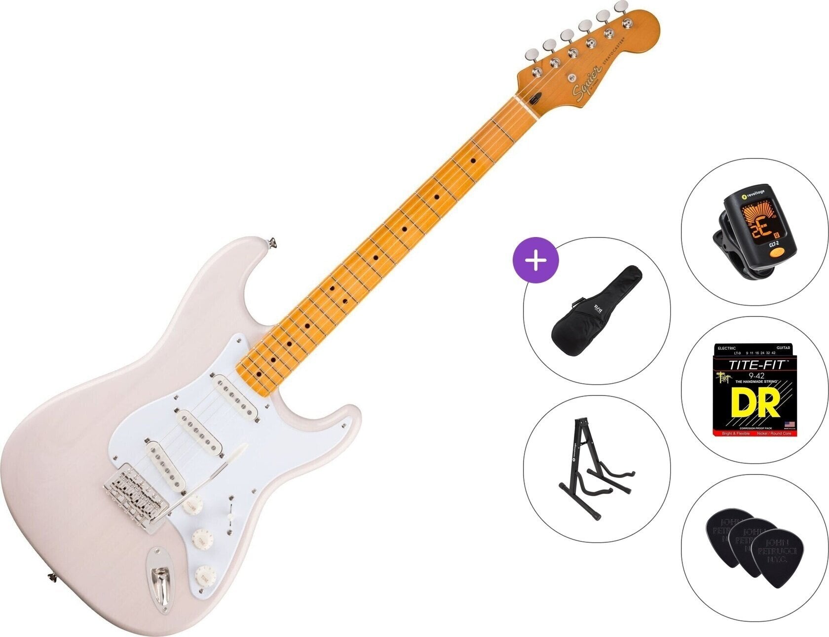 E-Gitarre Fender Squier Classic Vibe 50s Stratocaster MN Standard SET White Blonde E-Gitarre