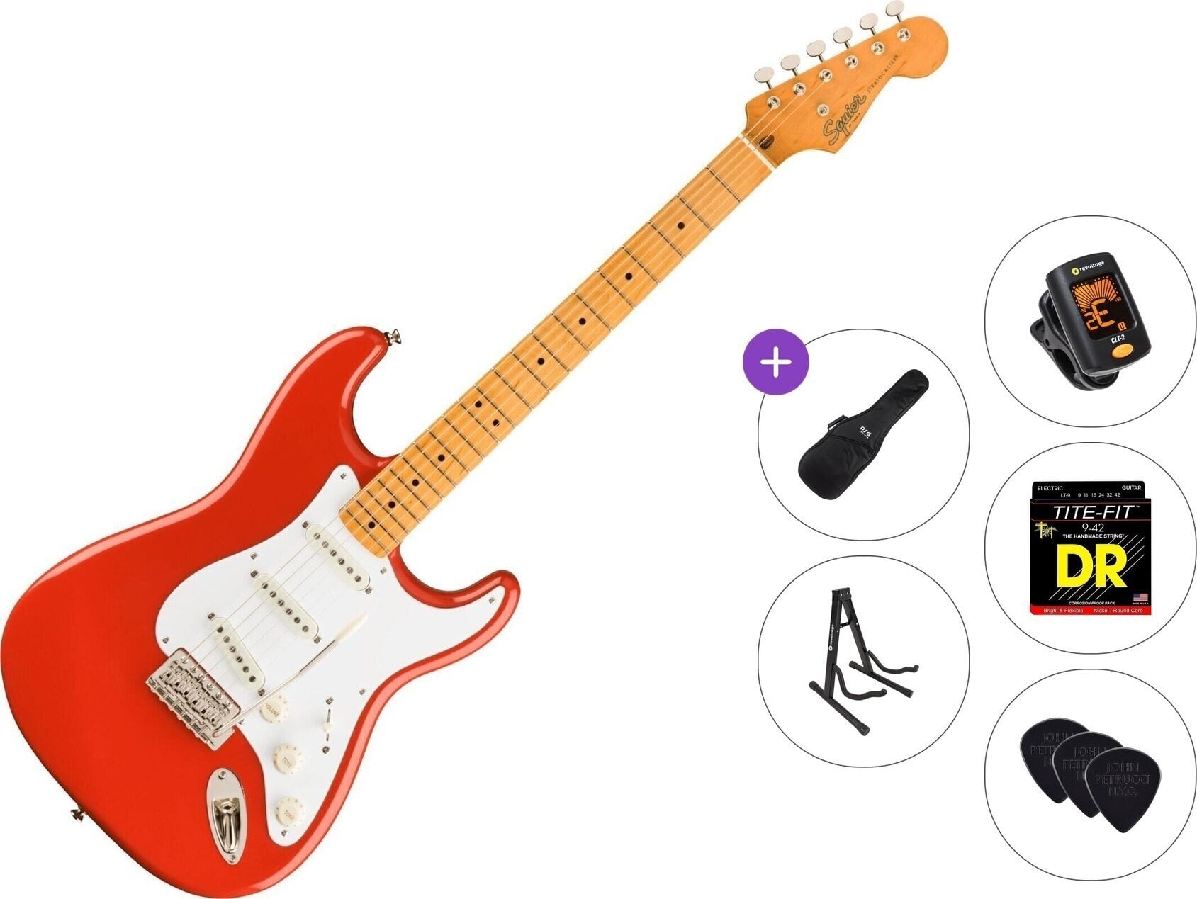 Chitarra Elettrica Fender Squier Classic Vibe 50s Stratocaster MN Standard SET Fiesta Red Chitarra Elettrica