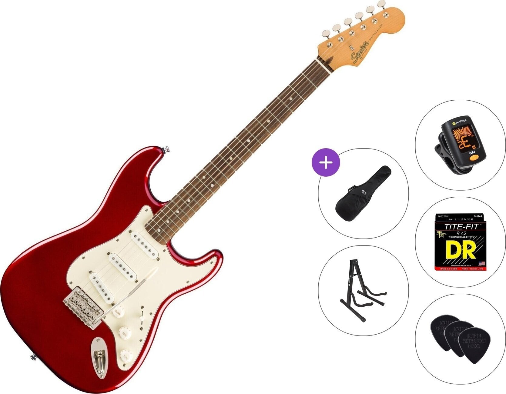 E-Gitarre Fender Squier Classic Vibe 60s Stratocaster IL Standard SET Candy Apple Red E-Gitarre