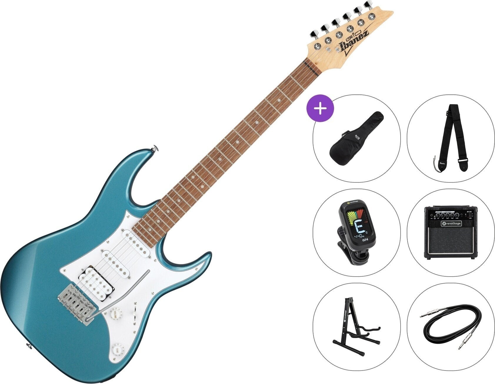 Guitarra eléctrica Ibanez GRX40-MLB Premium SET Metallic Light Blue Guitarra eléctrica