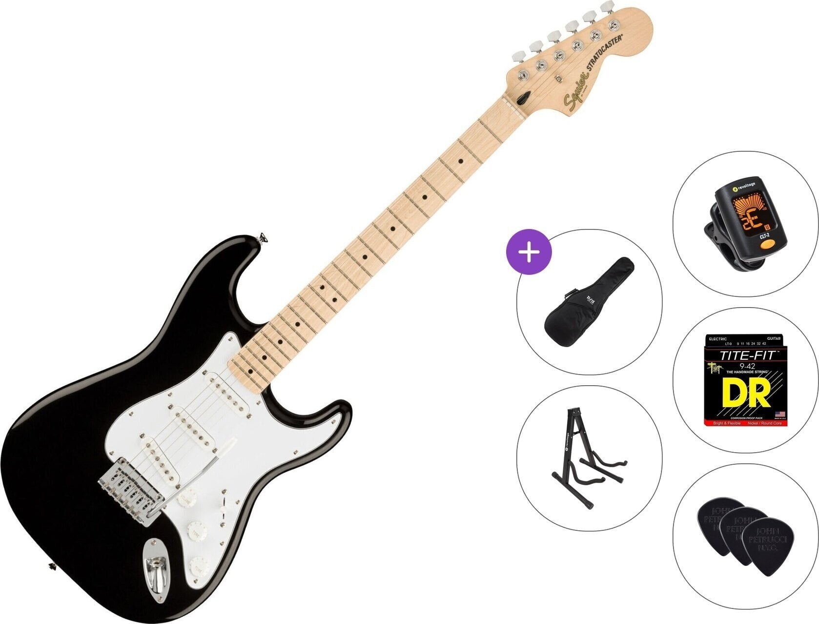 Električna kitara Fender Squier Affinity Series Stratocaster MN WPG Standard SET Black Električna kitara