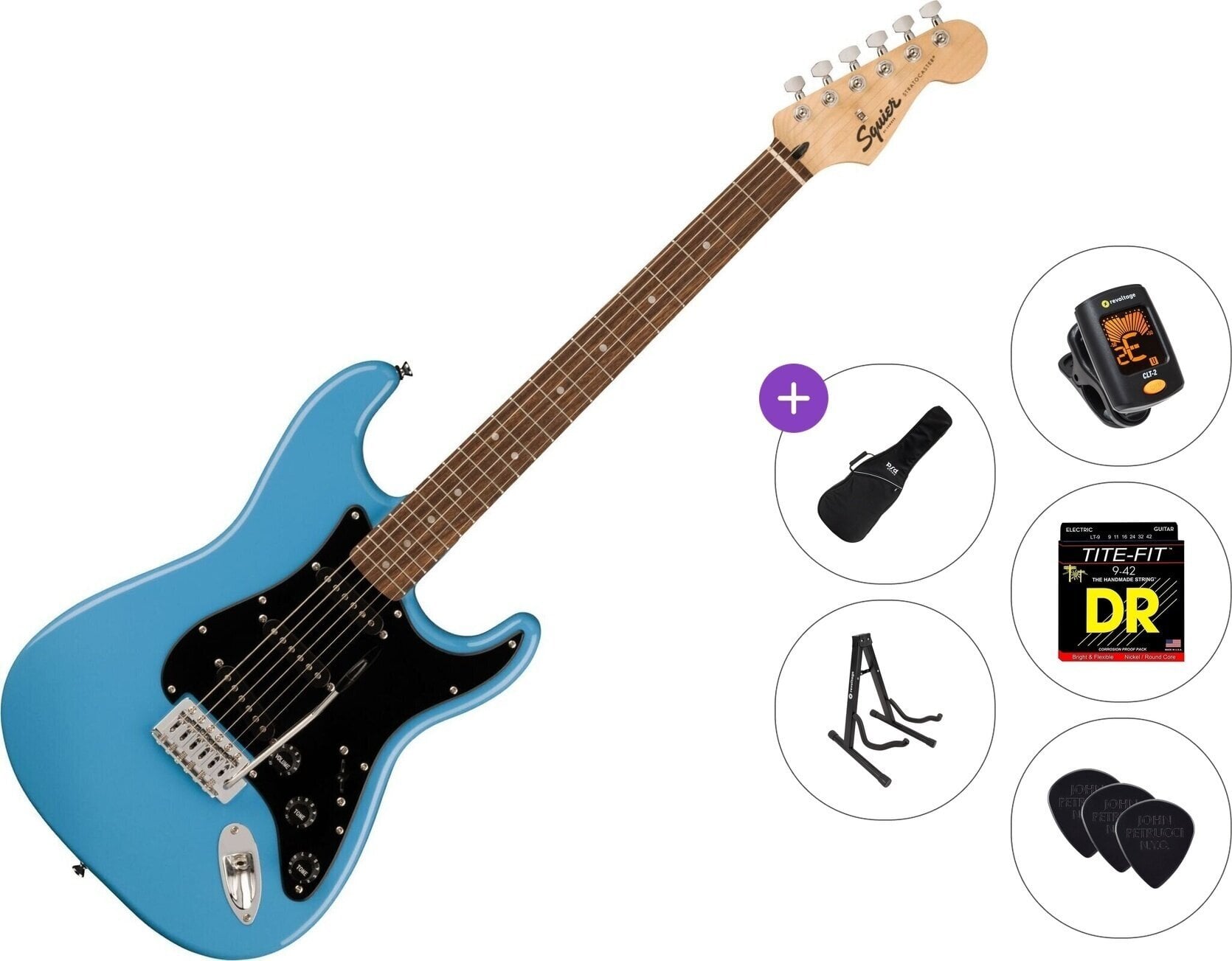 Chitarra Elettrica Fender Squier Sonic Stratocaster LRL Standard SET California Blue Chitarra Elettrica