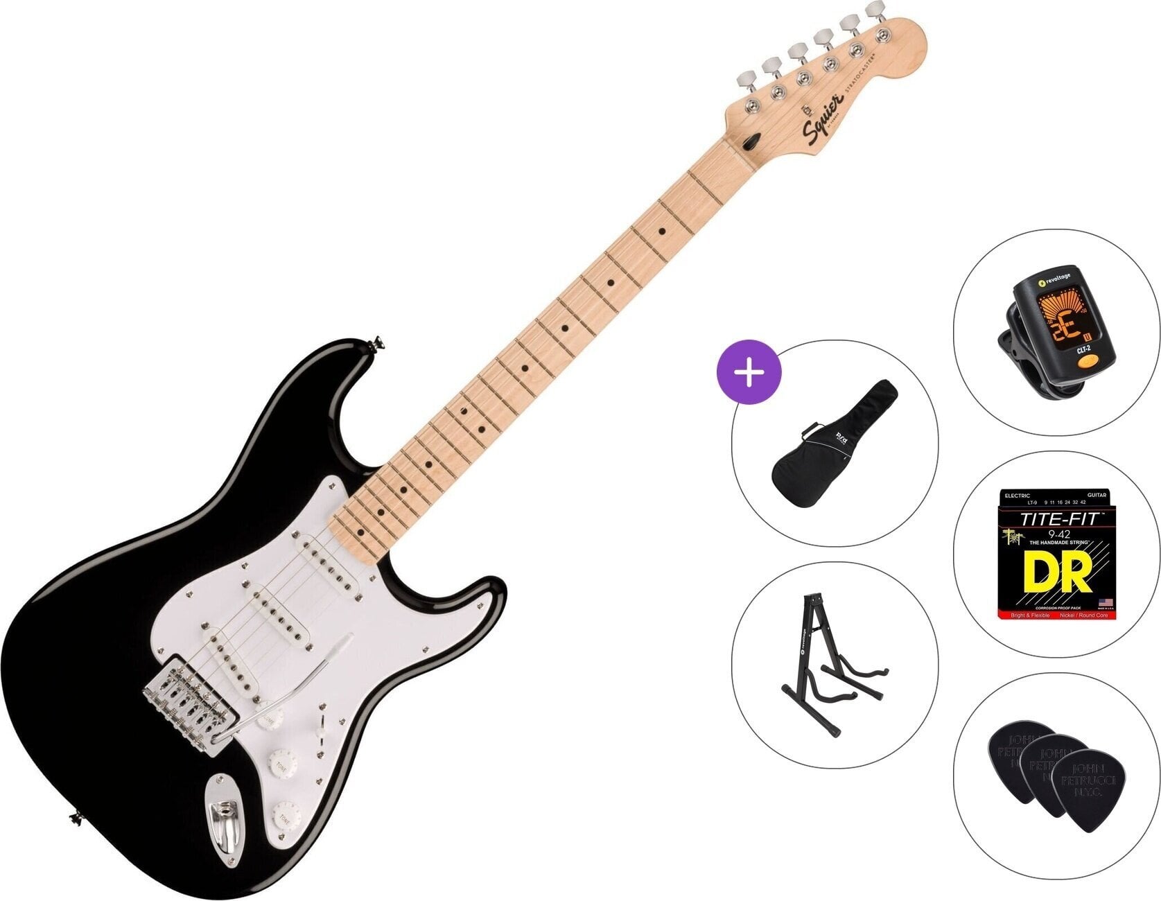 E-Gitarre Fender Squier Sonic Stratocaster MN Standard SET Black E-Gitarre