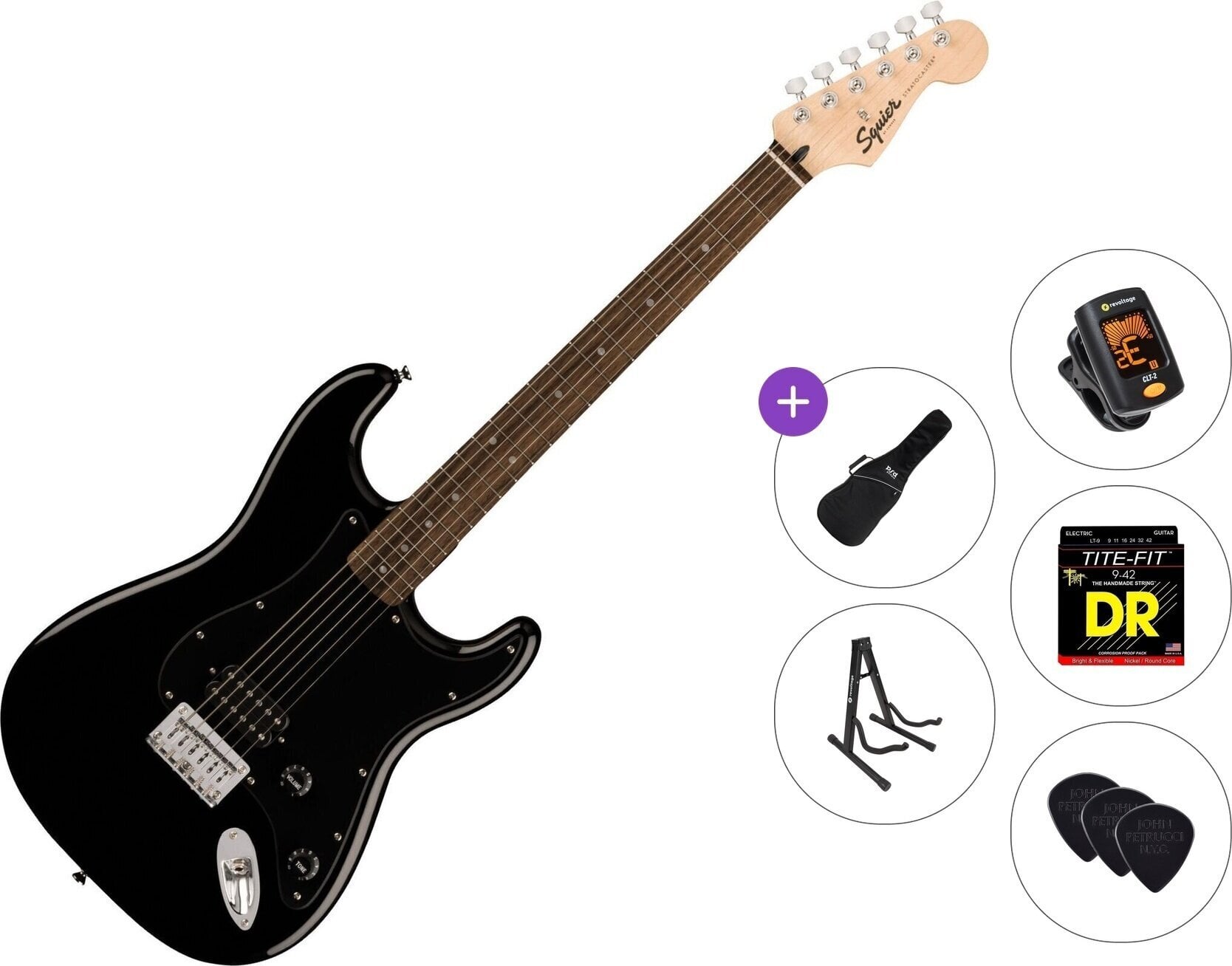 Guitarra eléctrica Fender Squier Sonic Stratocaster HT H LRL Standard SET Black Guitarra eléctrica