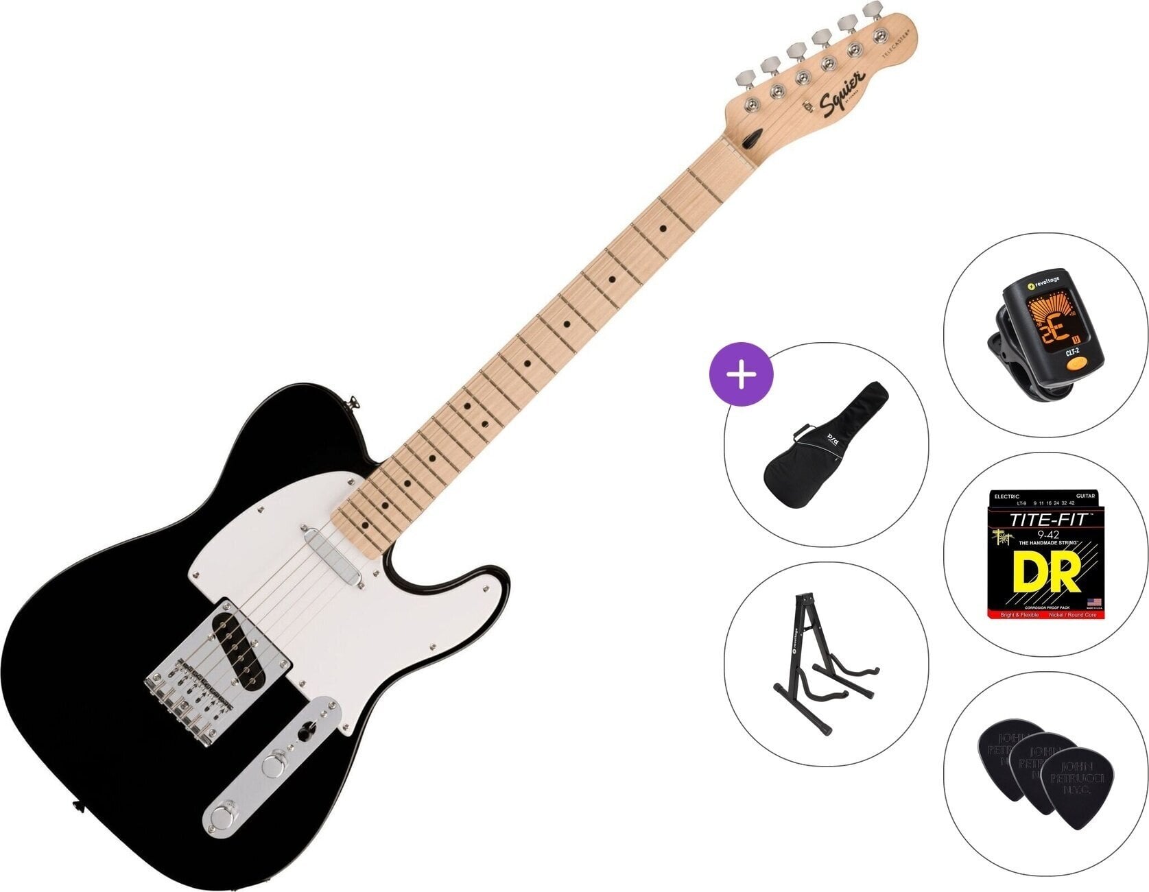 Elektrická gitara Fender Squier Sonic Telecaster MN Standard SET Black Elektrická gitara