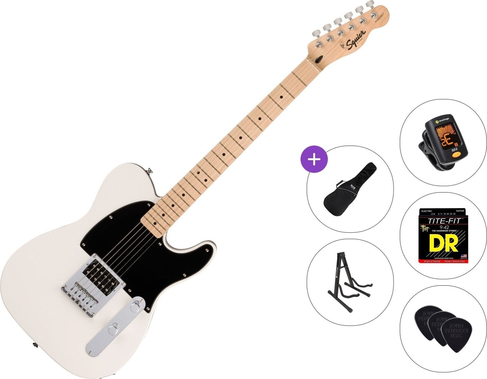 Elektrická gitara Fender Squier Sonic Esquire H MN Standard SET Arctic White Elektrická gitara