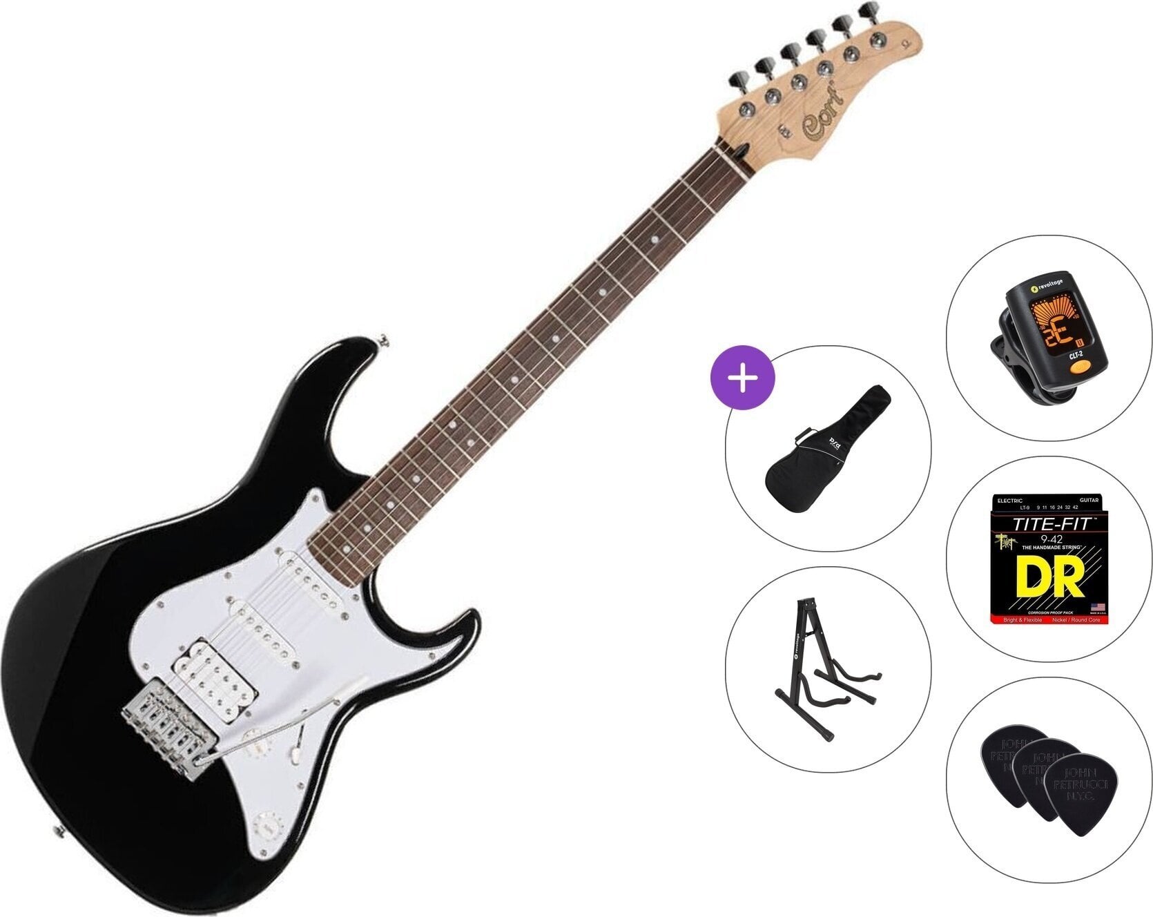 Guitarra eléctrica Cort G200 Standard SET Black Guitarra eléctrica