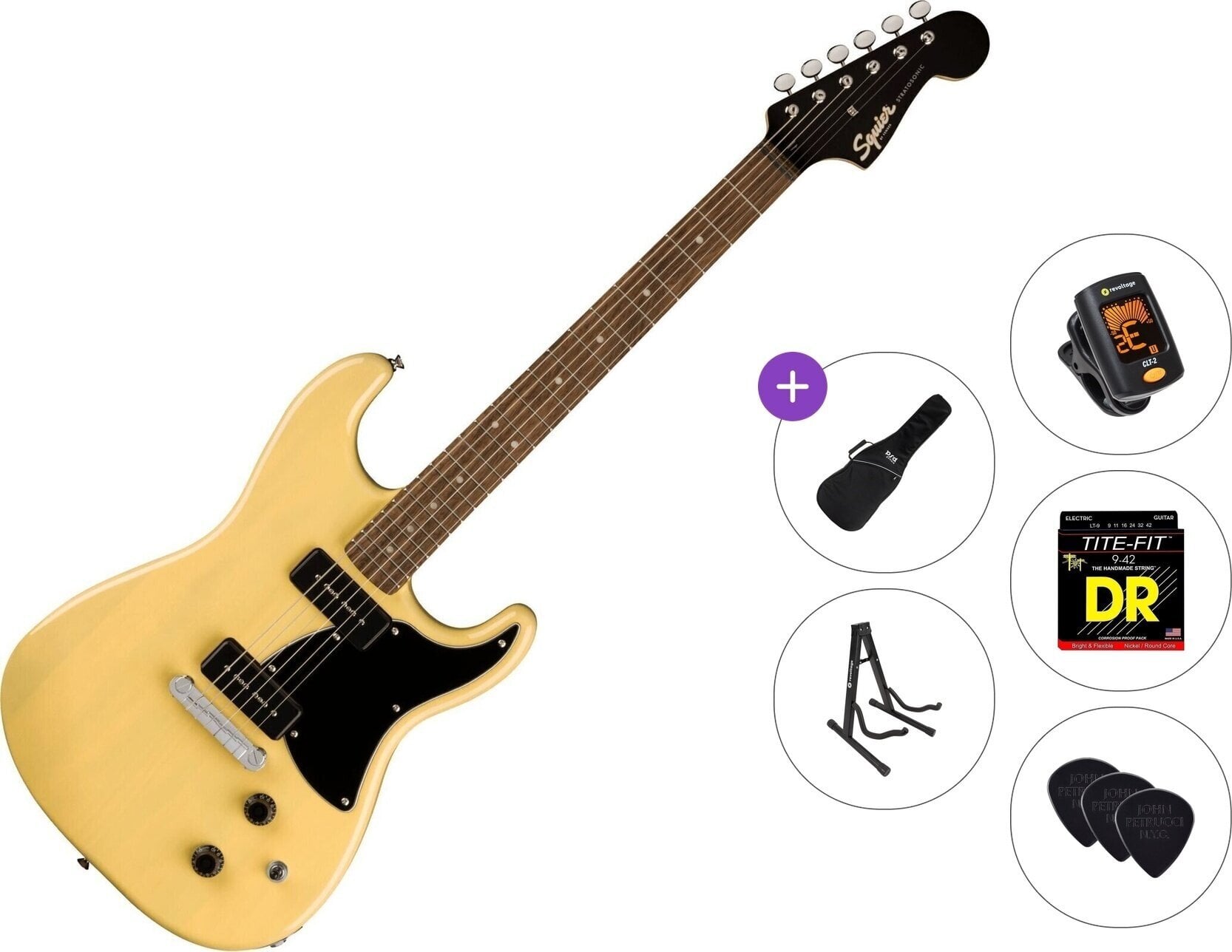 Električna kitara Fender Squier Paranormal Strat-O-Sonic Standard SET Vintage Blonde Električna kitara