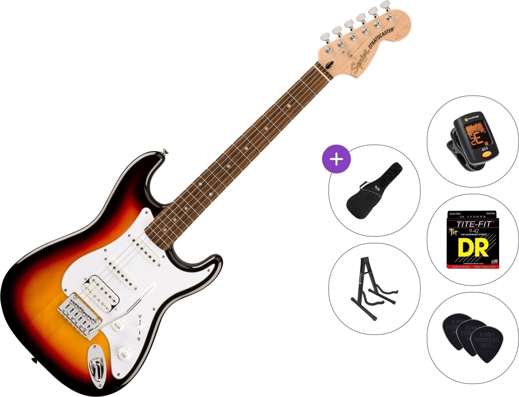 Elektrická gitara Fender Squier Affinity Series Stratocaster Junior HSS LRL Standard SET 3-Color Sunburst Elektrická gitara