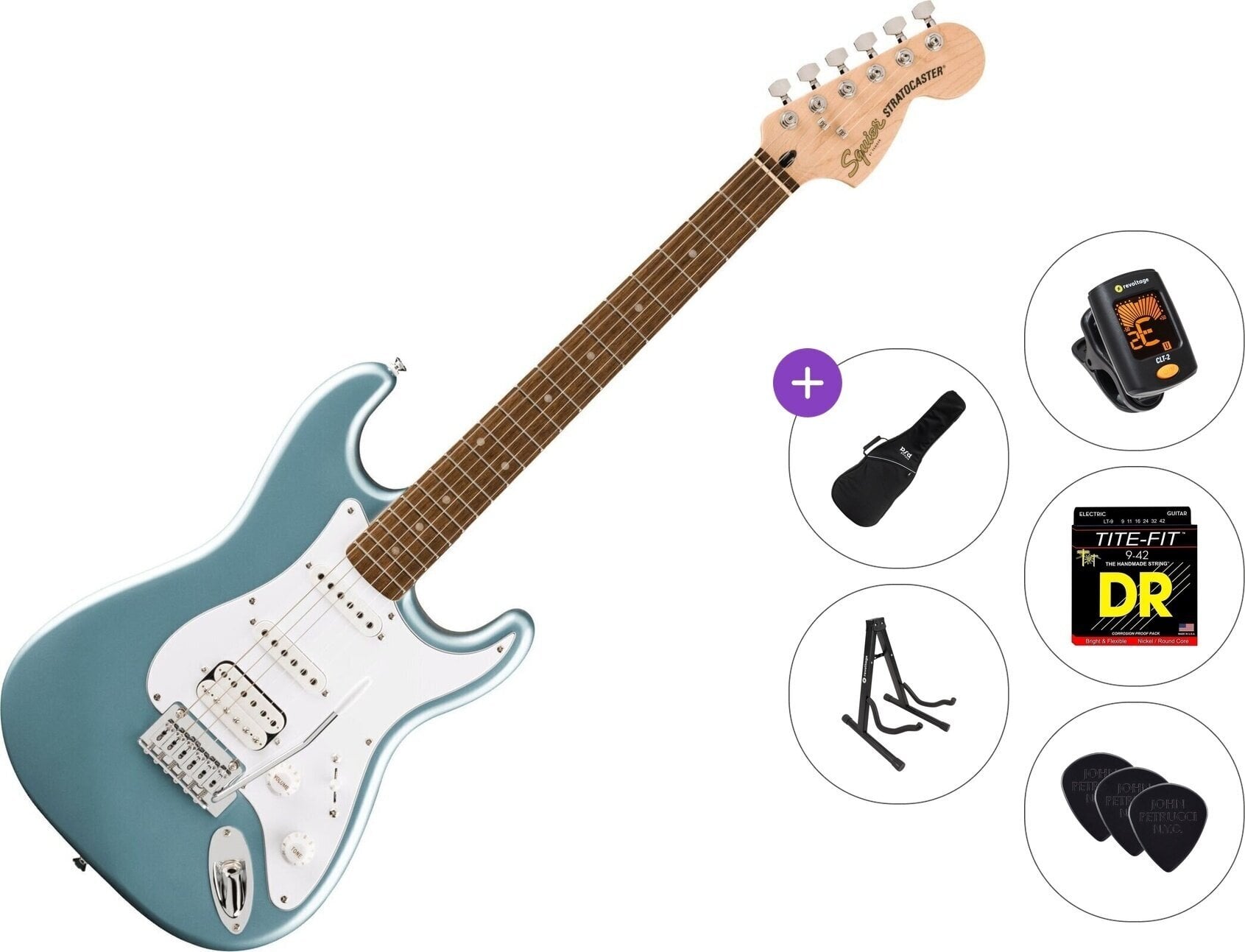 Elektrická gitara Fender Squier Affinity Series Stratocaster Junior HSS LRL Standard SET Ice Blue Metallic Elektrická gitara