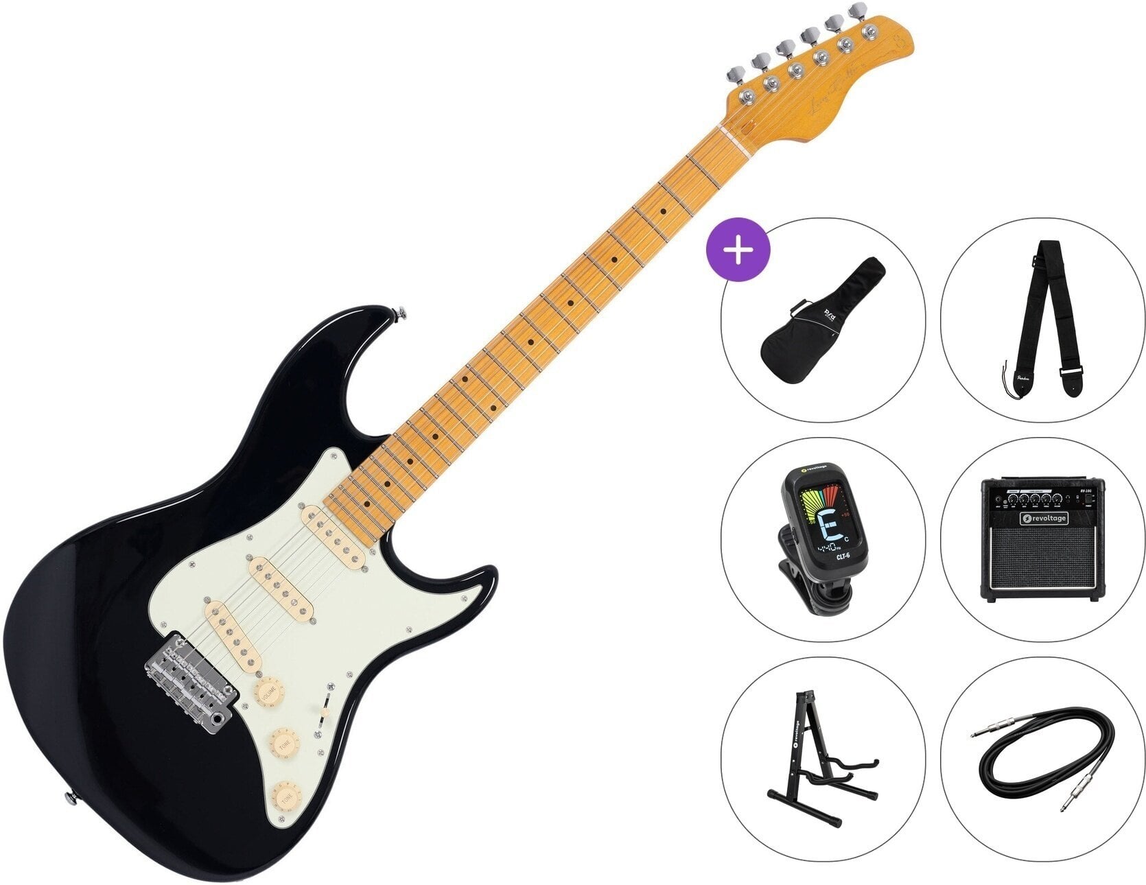 Elektromos gitár Sire Larry Carlton S5 Premium SET Black Elektromos gitár