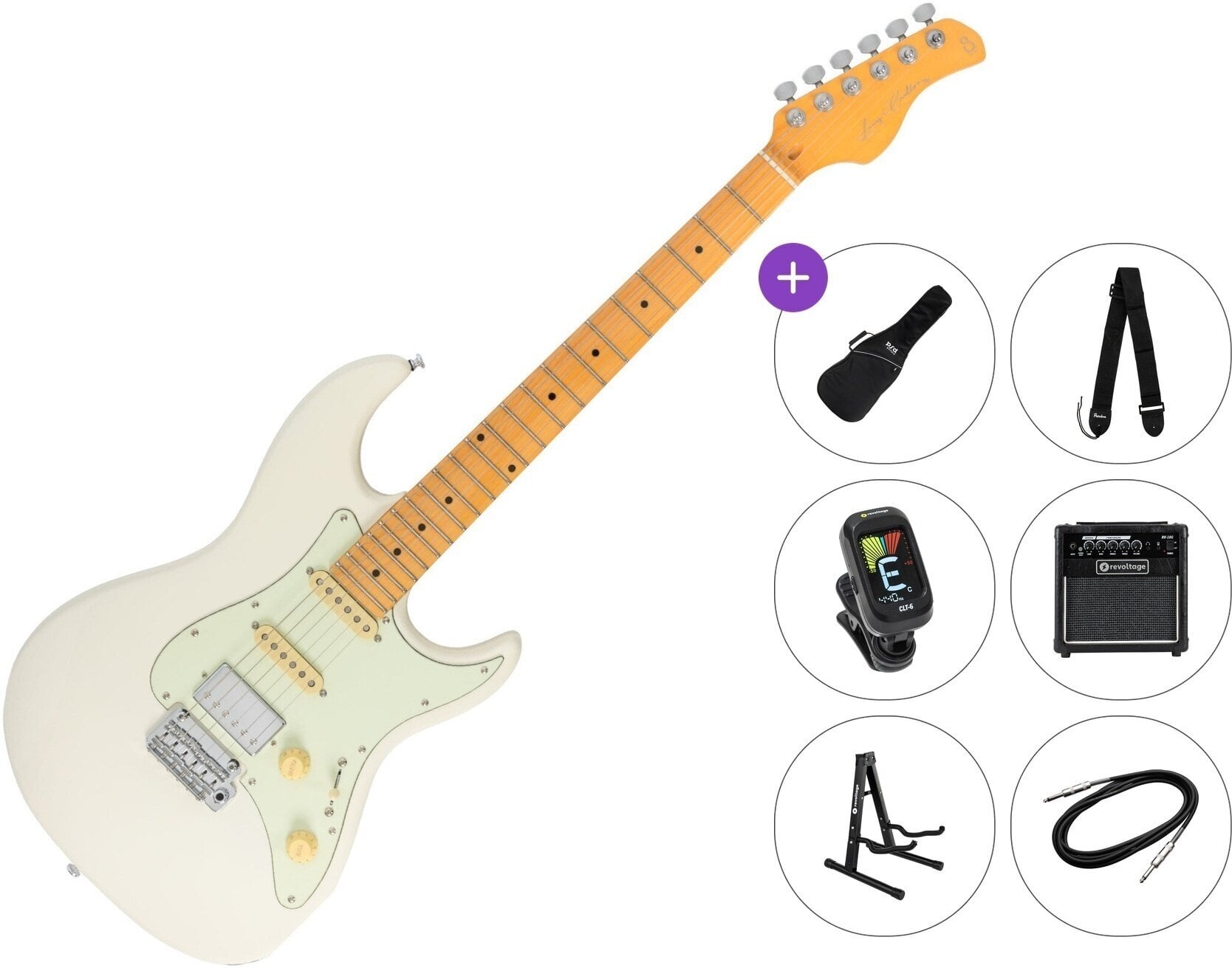 Elektrische gitaar Sire Larry Carlton S5 HSS Premium SET Olympic White Elektrische gitaar