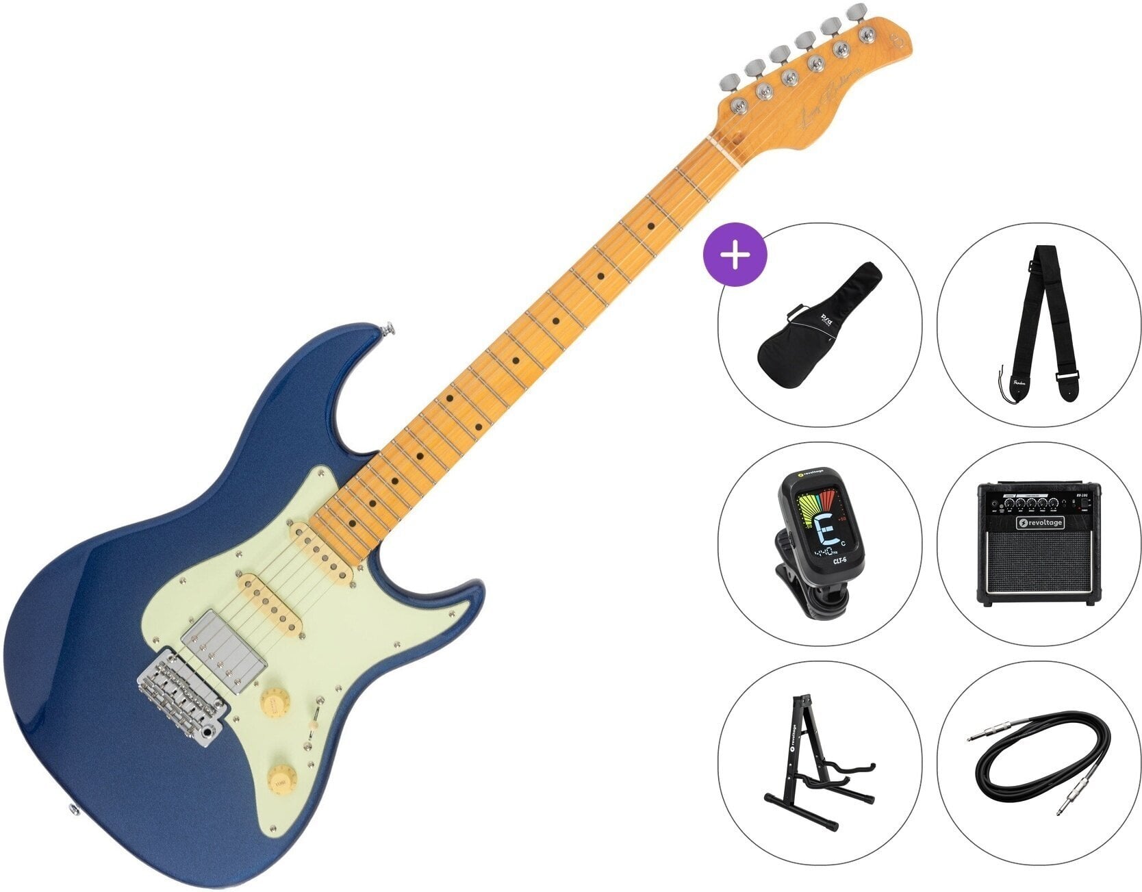 Electric guitar Sire Larry Carlton S5 HSS Premium SET Dark Navy Electric guitar