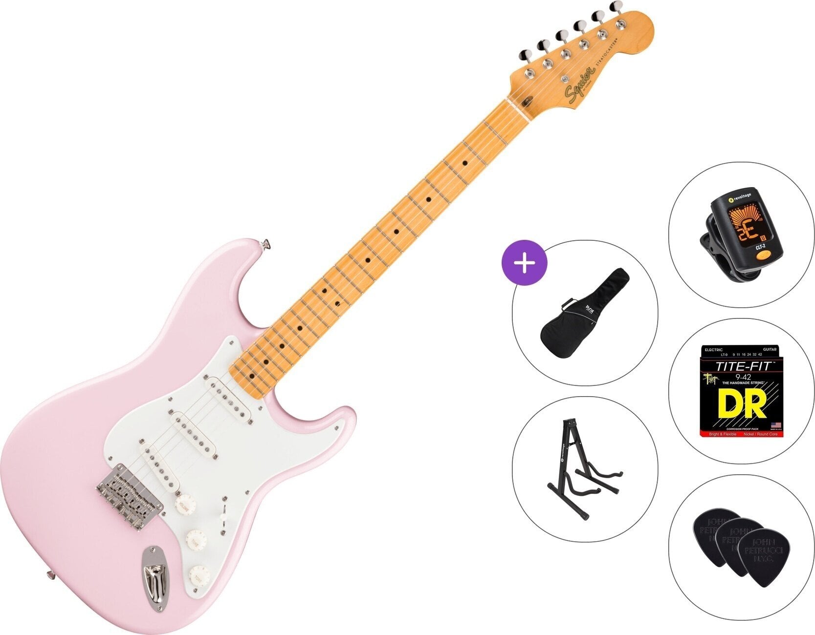 Electric guitar Fender Squier Classic Vibe '50s Stratocaster HT MN Standard SET Shell Pink Electric guitar