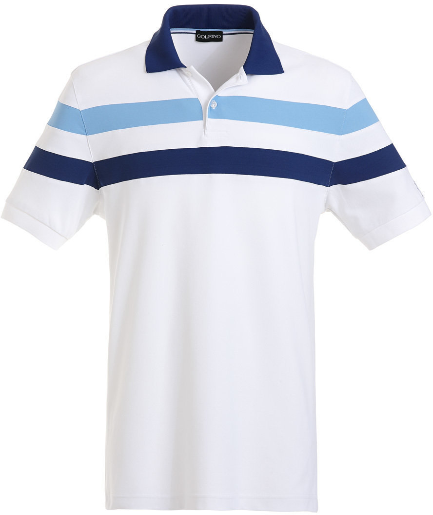 Polo trøje Golfino Hooped Mens Polo Shirt Optic white 54