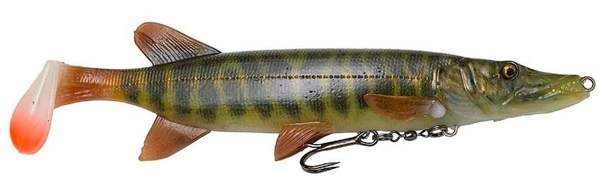 Esca siliconica Savage Gear 4D Pike Shad Striped Pike 20 cm 65 g