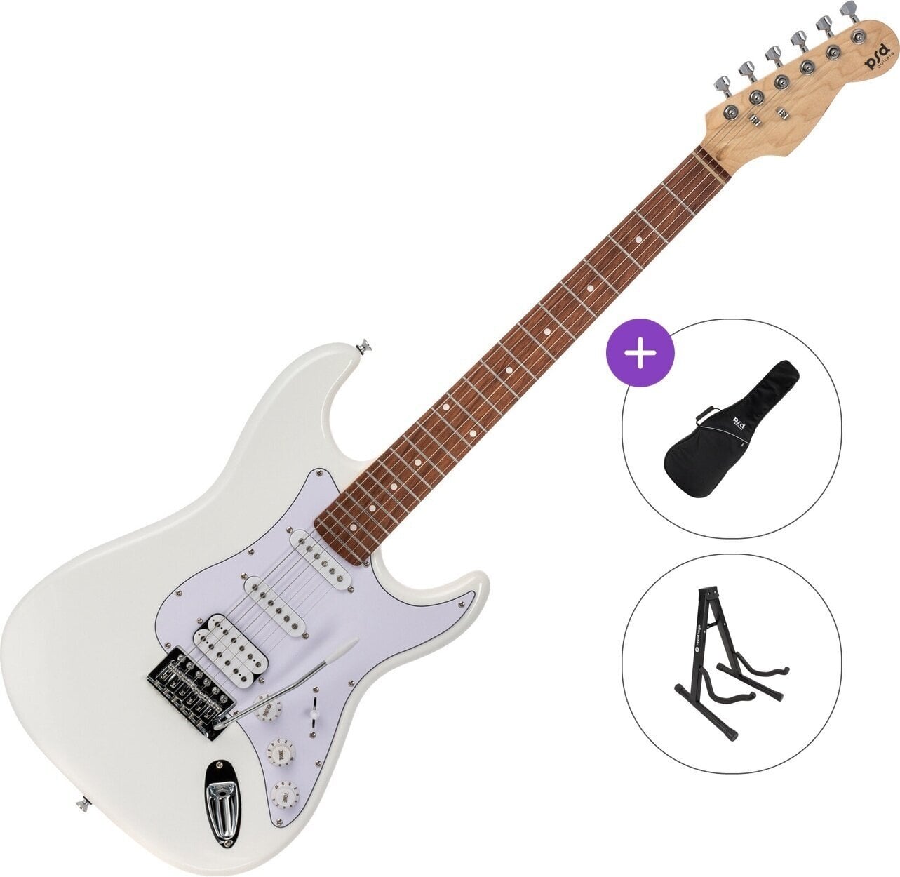 Guitare électrique PSD Guitars STC-100-HSS Basic SET White Guitare électrique