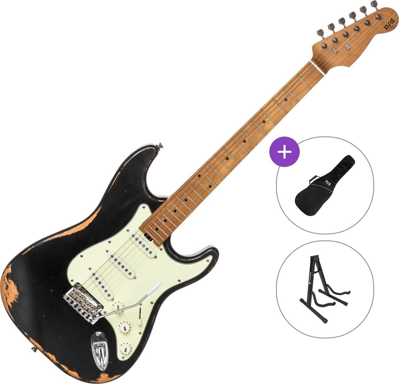 Guitarra eléctrica PSD Guitars STC-300R Basic SET Black Guitarra eléctrica