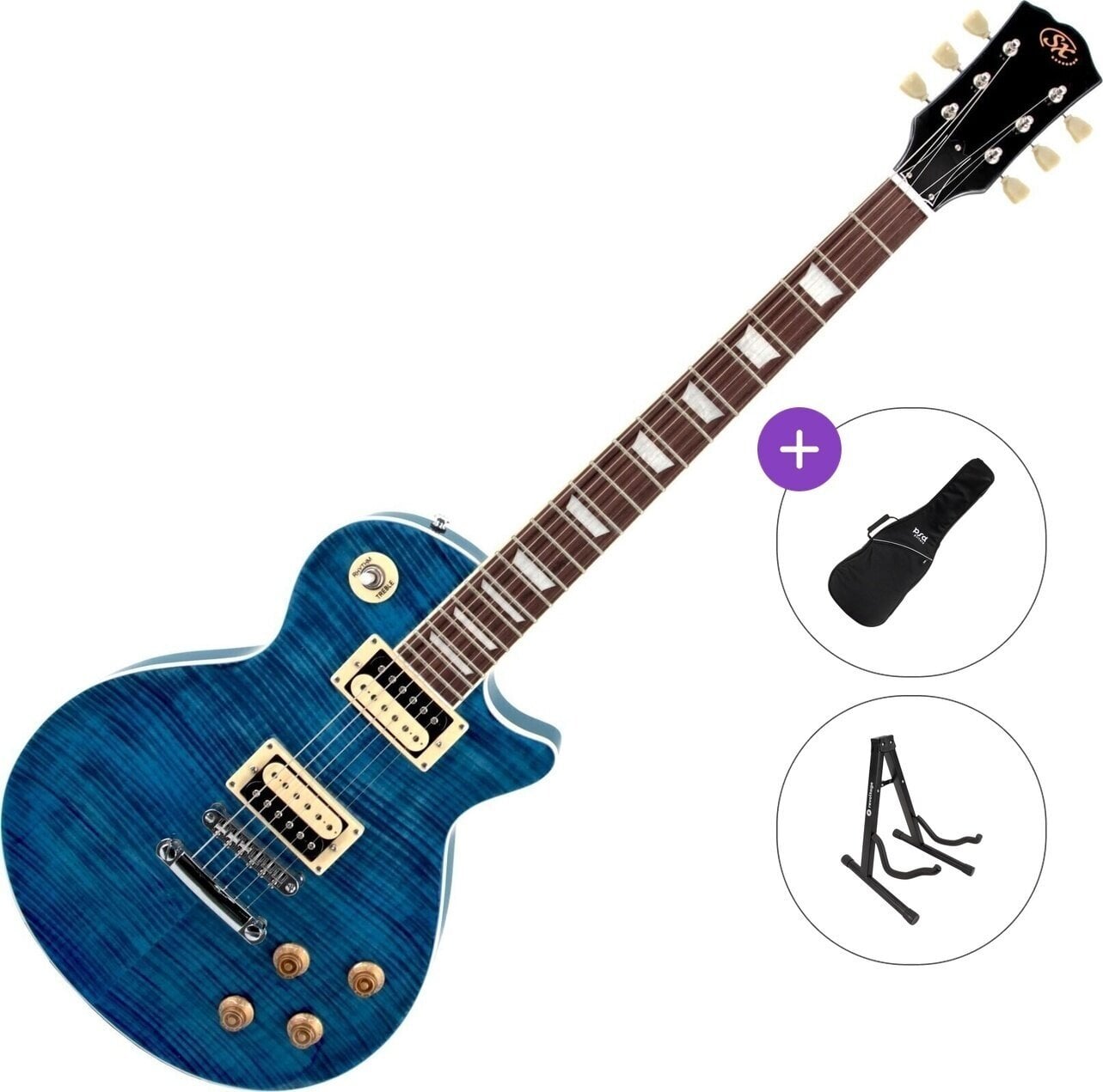 Guitarra elétrica SX EC3H Basic SET Translucent Blue Guitarra elétrica
