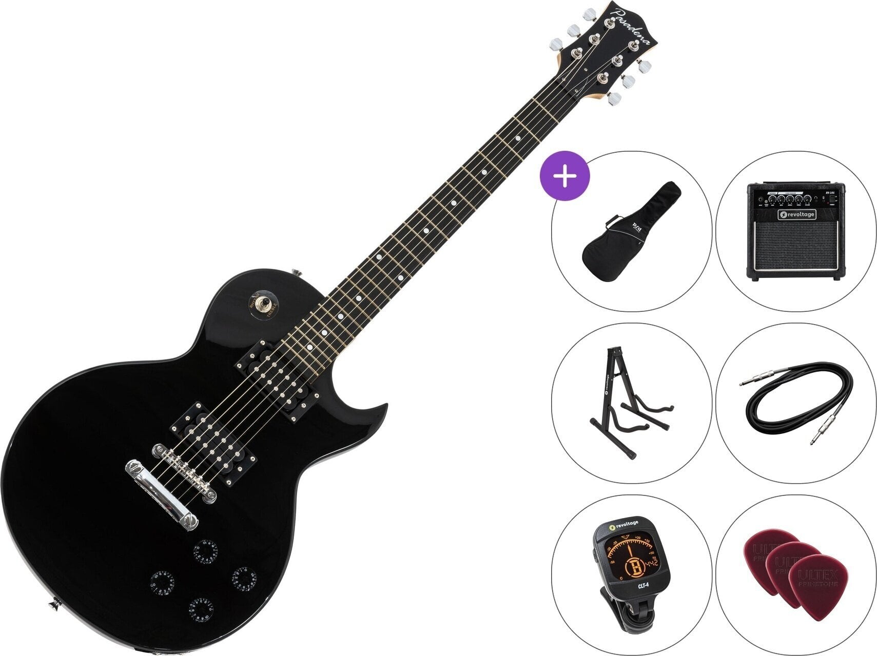 Chitară electrică Pasadena LP-19 Premium SET Black Chitară electrică