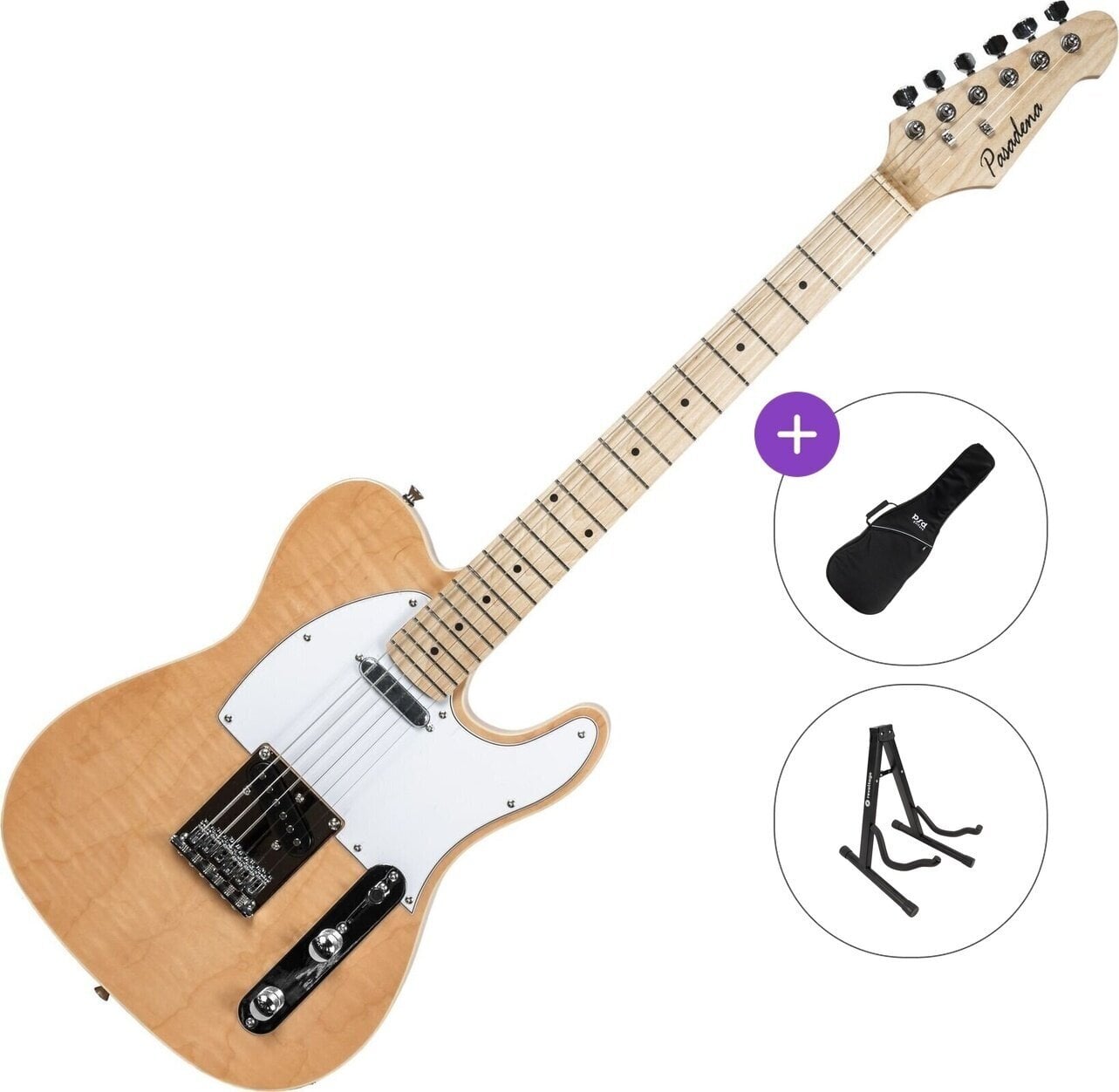 Guitare électrique Pasadena TL10 Basic SET Blonde Guitare électrique