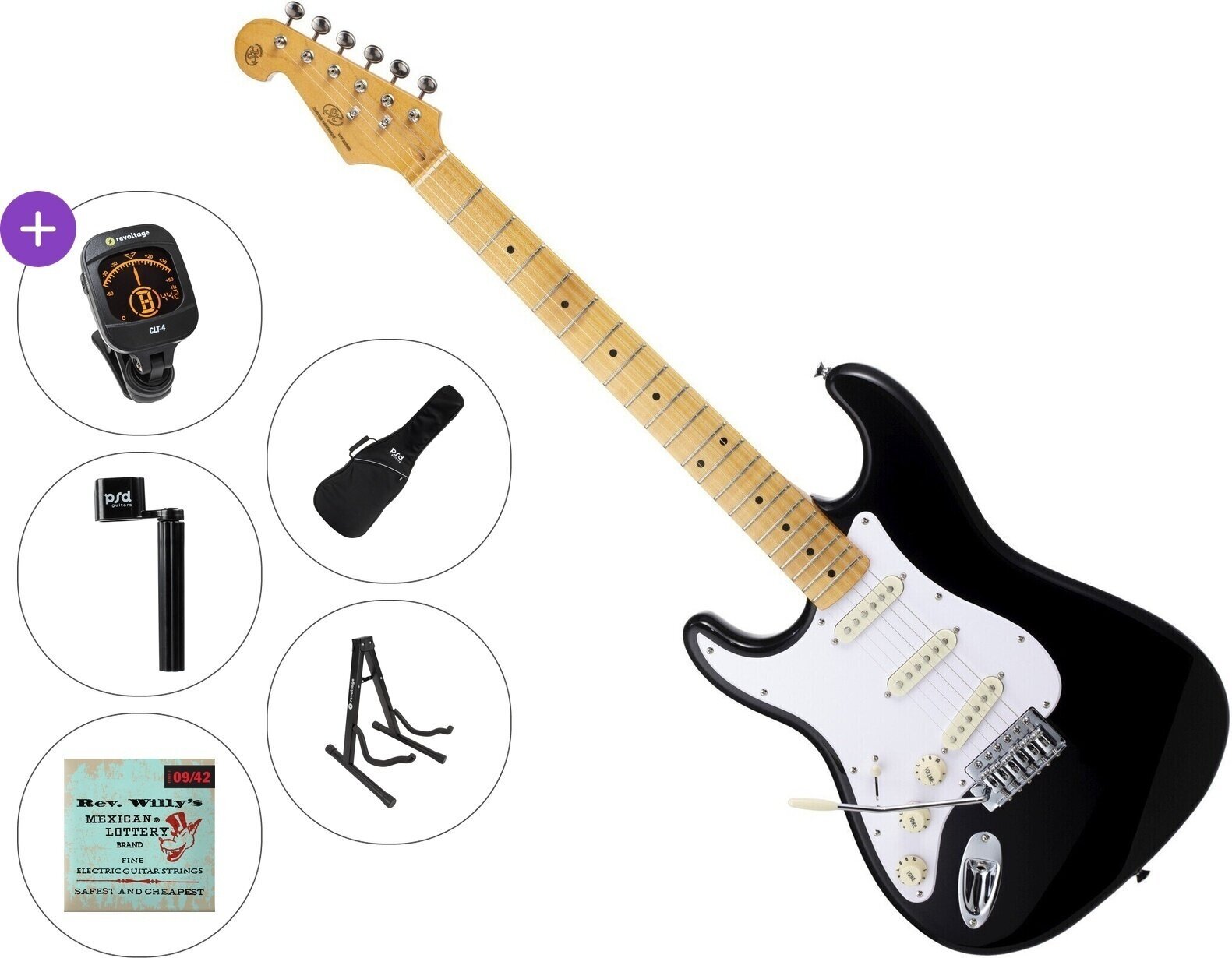 Guitare électrique SX SST57+/LH Standard SET Black Guitare électrique