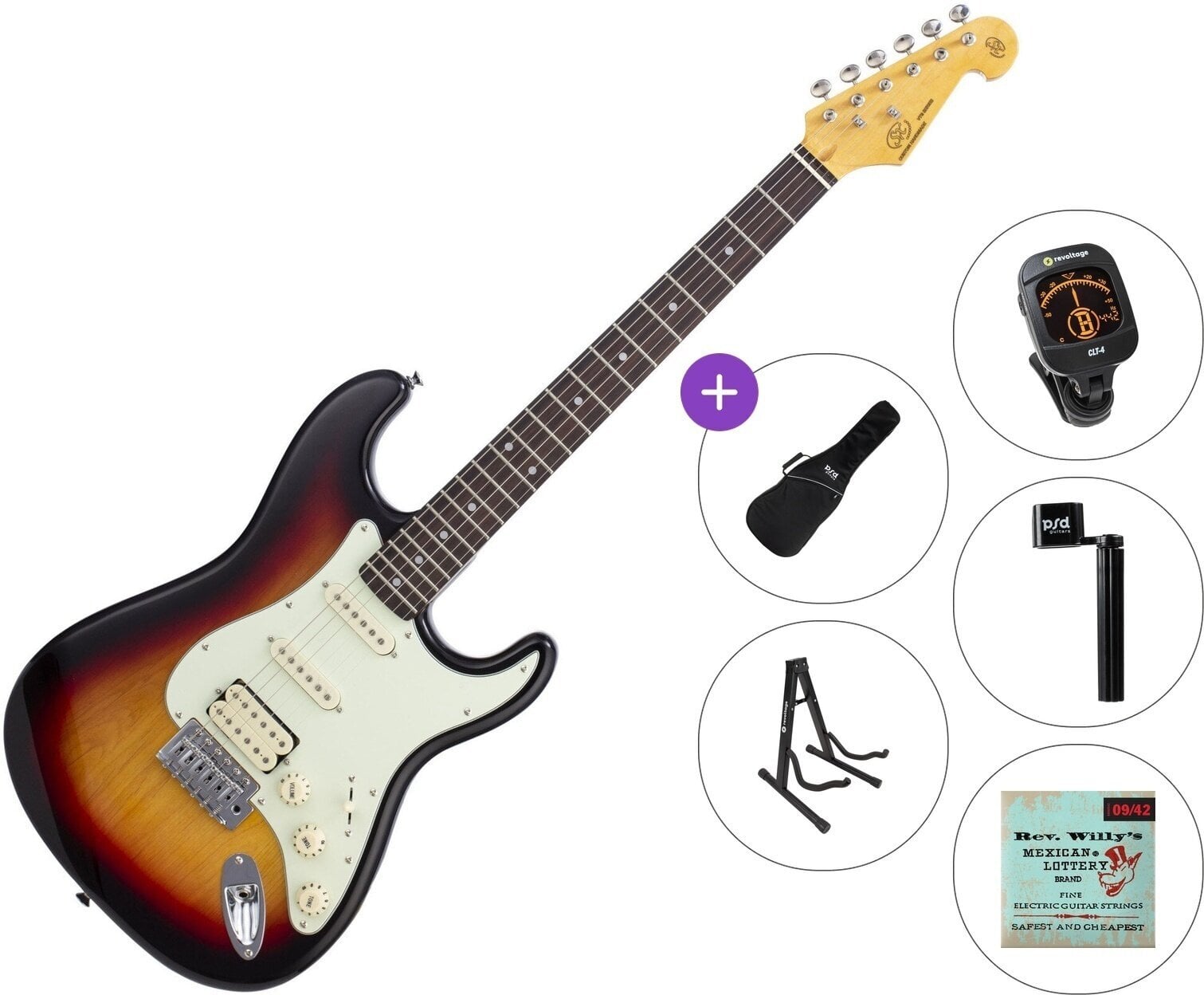 E-Gitarre SX SST62+ /HSS Standard SET 3-Tone Sunburst E-Gitarre