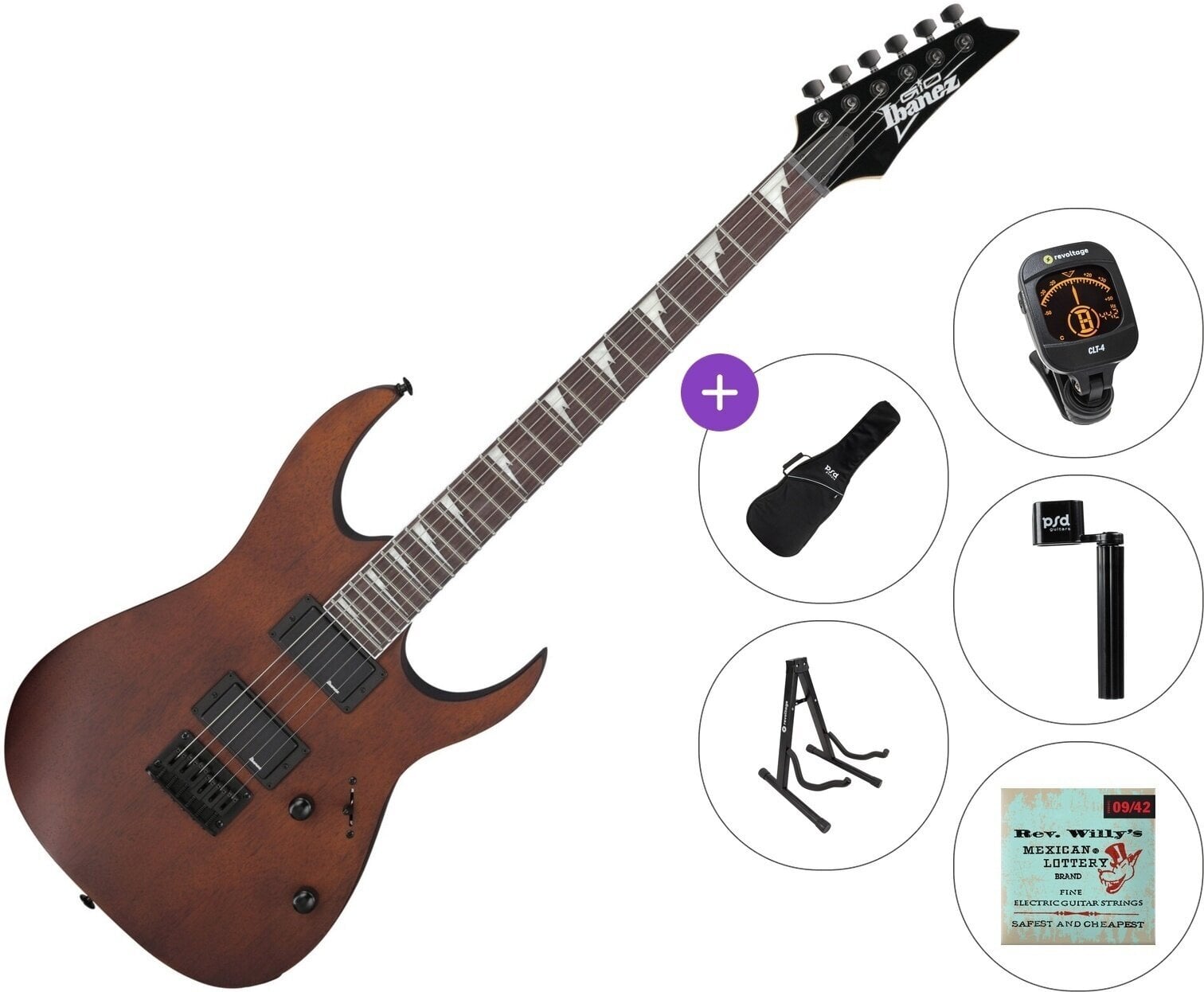 Elektromos gitár Ibanez GRG121DX-WNF Standard SET Walnut Flat Elektromos gitár