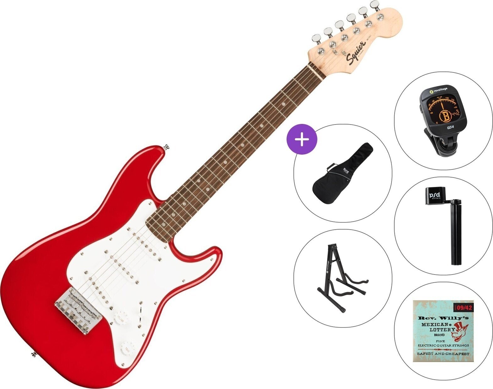 Gitara elektryczna Fender Squier Mini Stratocaster IL Standard SET Dakota Red Gitara elektryczna