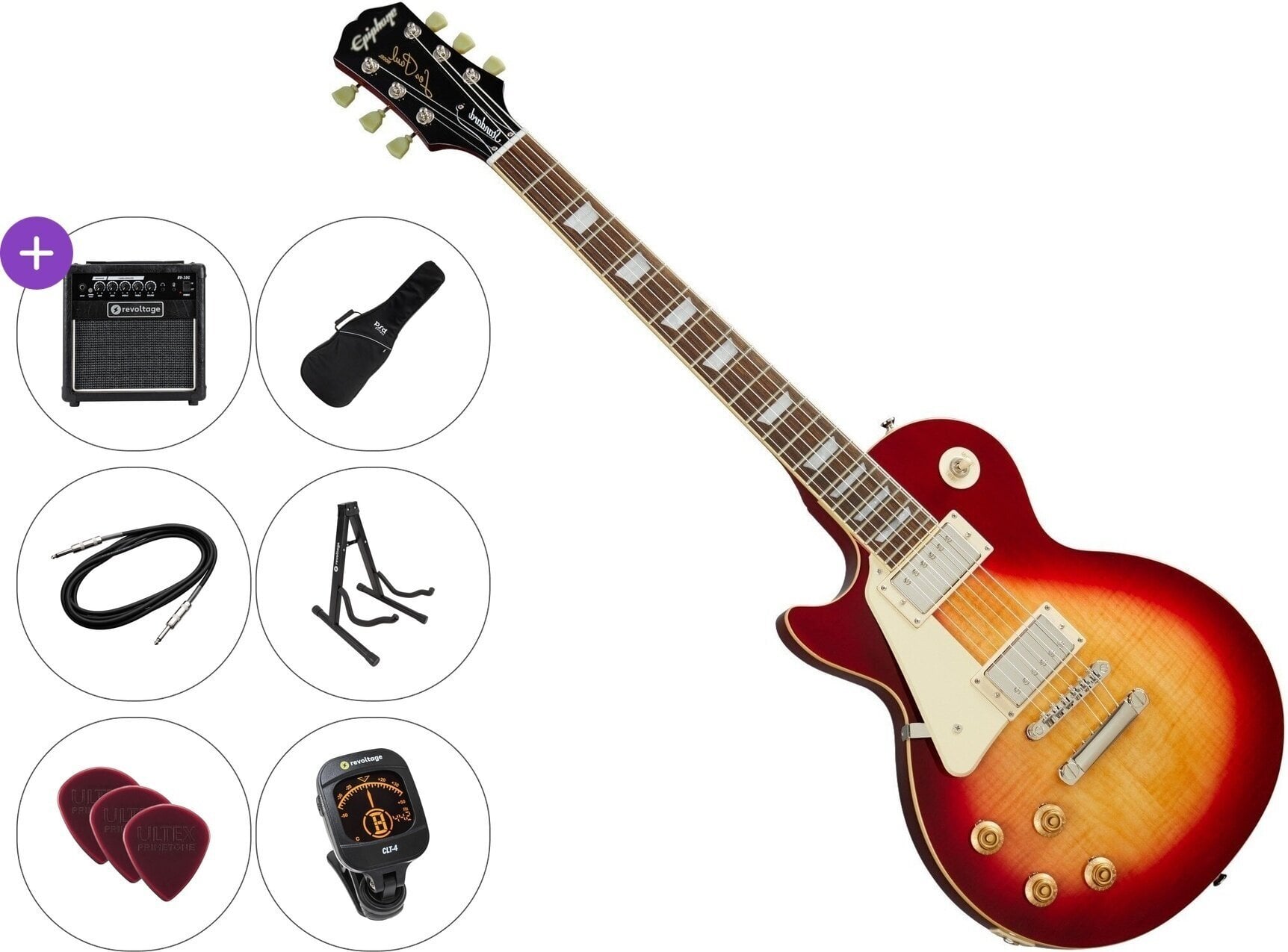 E-Gitarre Epiphone Les Paul Standard 50s Heritage LH Premium SET Heritage Cherry Sunburst E-Gitarre